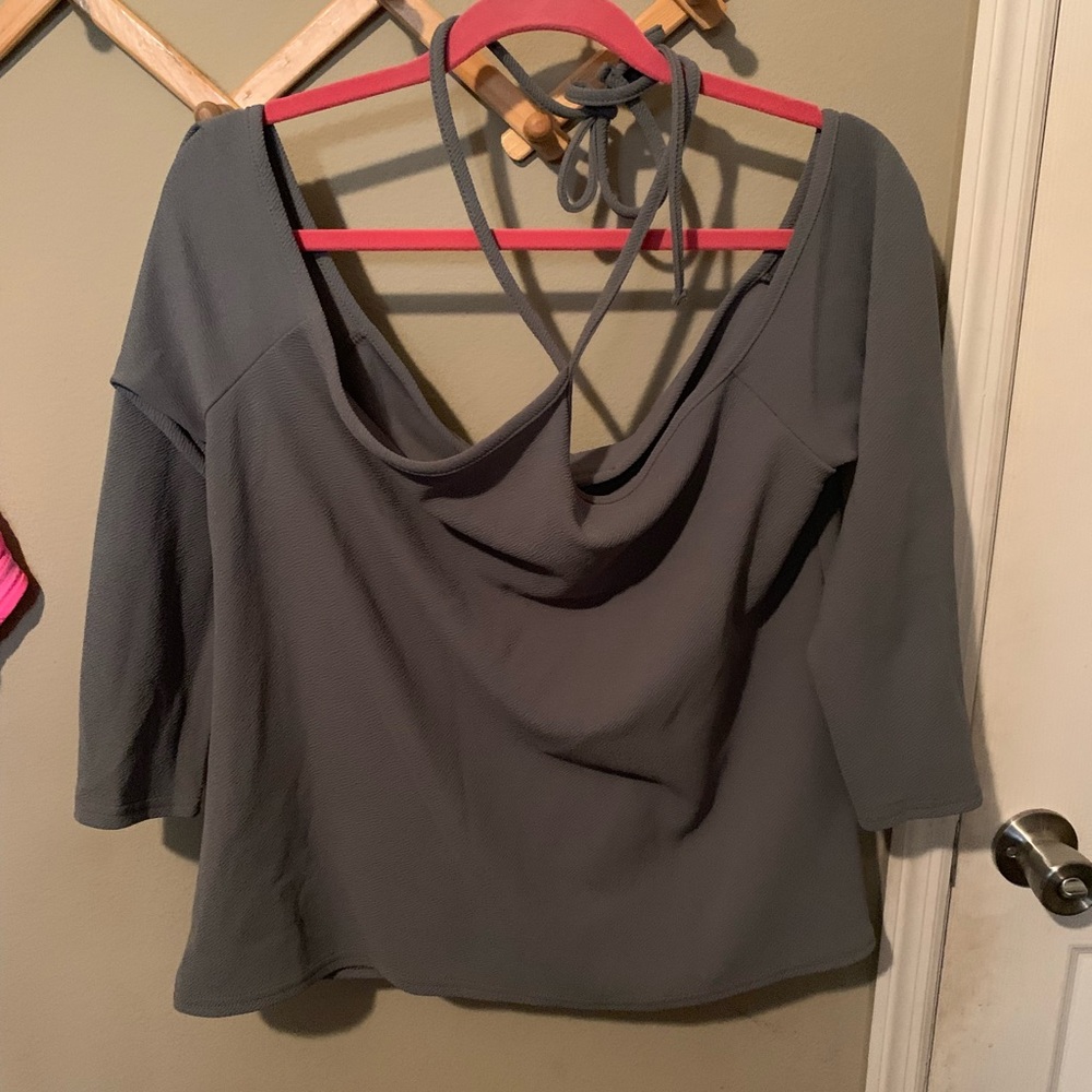 boohoo criss cross off the shoulder top